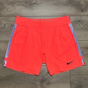 Nike 7” Gladiator Premier Hot Lava Aluminum Tennis Shorts Orange Silver Medium